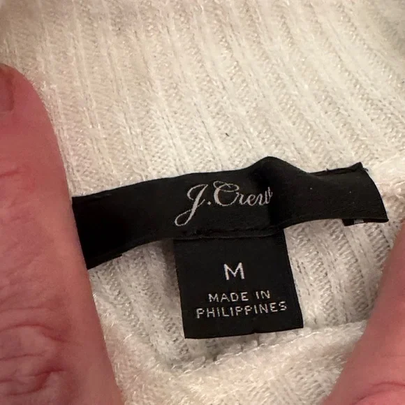 J. Crew Cream Ribbed Long Sleeve Top with Gold Buttons - Picture 3 of 8